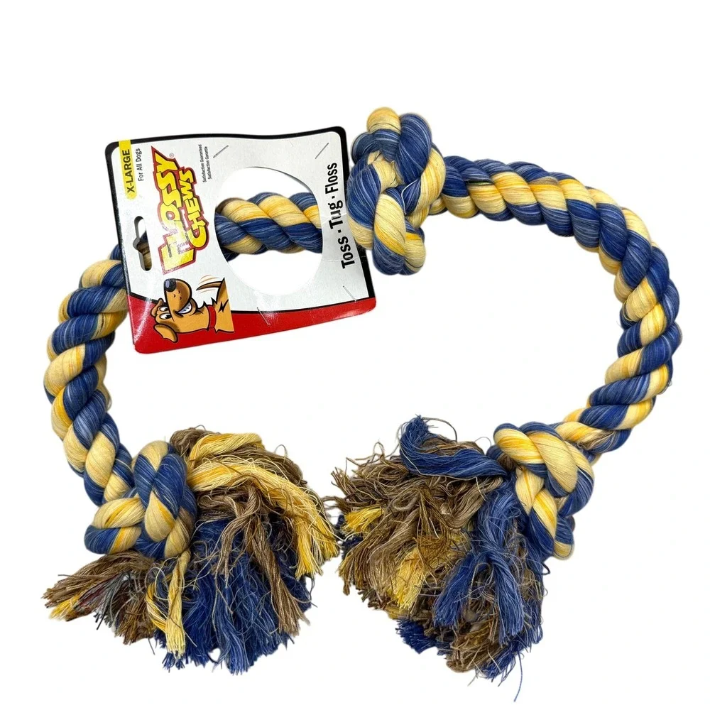 Flossy Chews X-Large Dog Rope Toy Knot Tug Toss Floss Chew Dental Health